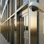 Commercial building security monitoring center with alarm system status displays