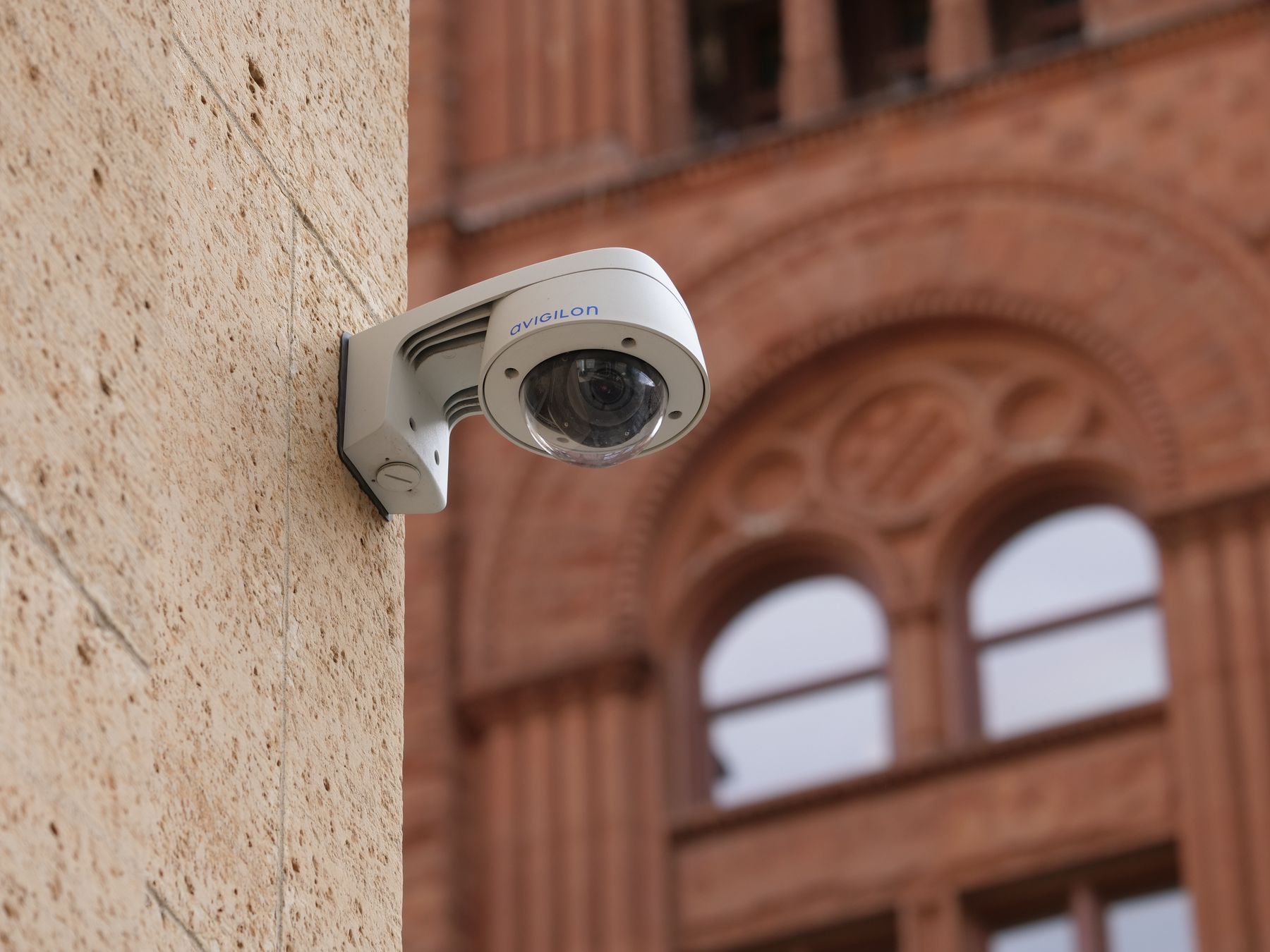 Commercial security camera mounted on a building in Hammond Indiana