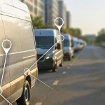 Service vehicle fleet with GPS tracking map overlay