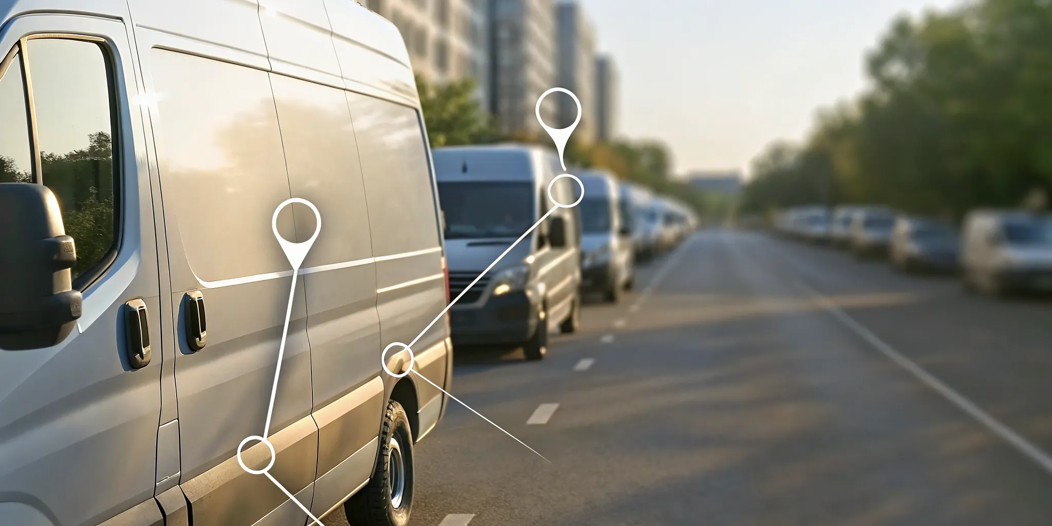 Service vehicle fleet with GPS tracking map overlay