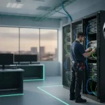 Security camera cybersecurity planning with an IP camera and protected network rack