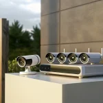 Outdoor security cameras and a DVR system providing surveillance without WiFi.