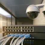 Wired security cameras connected to an NVR for reliable surveillance without WiFi.