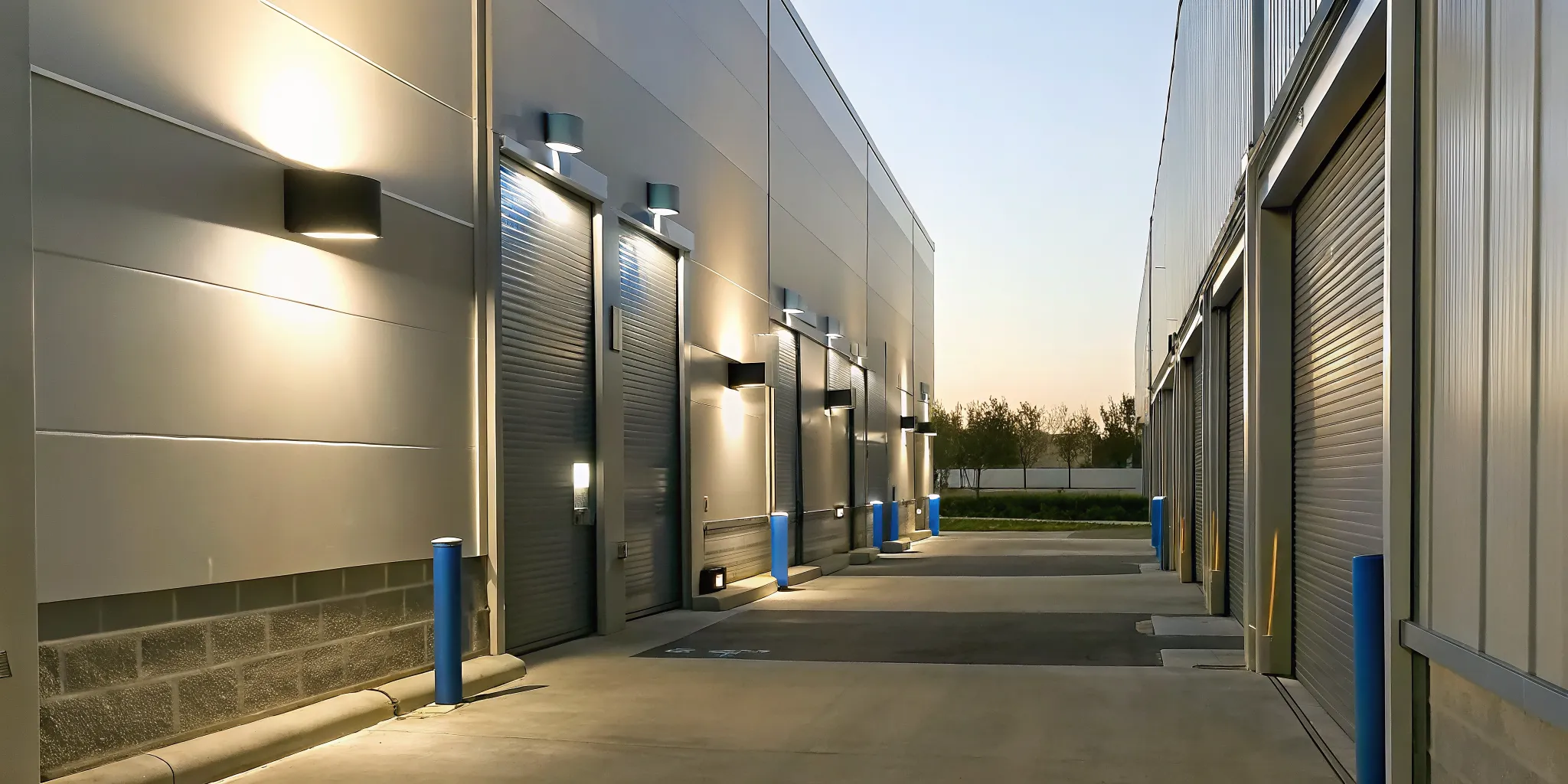 Modern warehouse protected by after-hours security monitoring